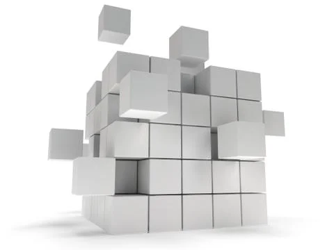 Cubes block. Assembling concept. On white. 스톡 일러스트