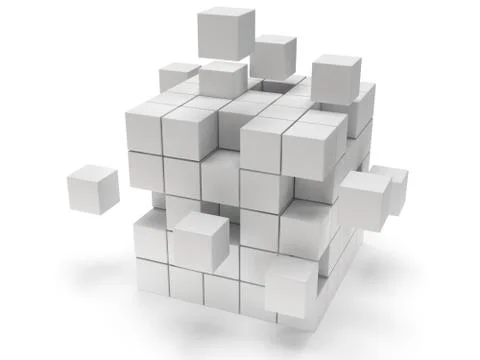 Cubes block. Assembling concept. On white. Stock Illustration