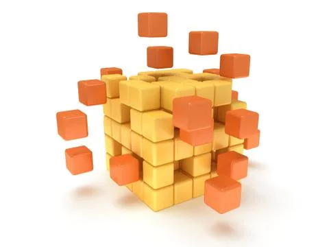 Cubes block. Assembling concept. On white. 스톡 일러스트