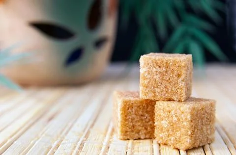 Cubes of cane sugar Stock Photos