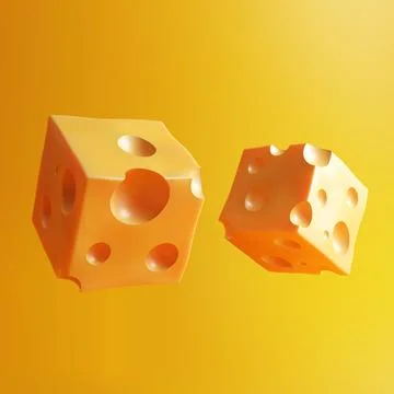 Cubes of cheese on orange background Stock Illustration