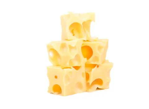 Cubes of cheese Stock Photos