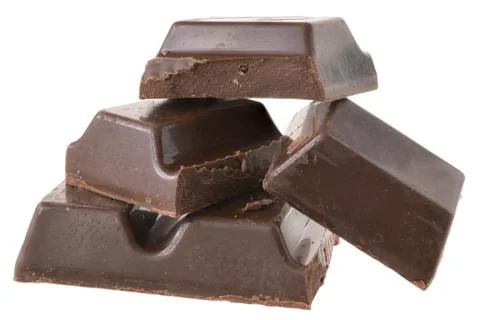 Cubes of chocolate isolated Stock Photos