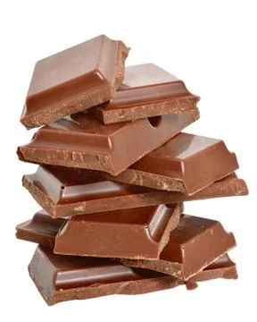 Cubes of chocolate isolated Stock Photos