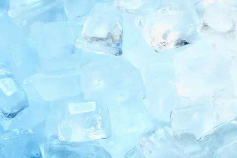 Cubes of clear ice as background, closeup Stock Photos