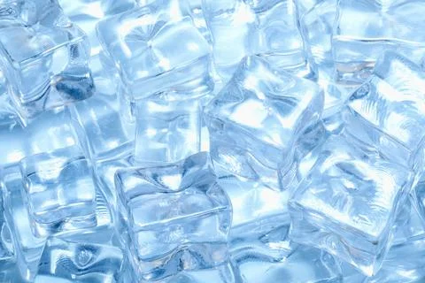 Cubes of clear ice as background, closeup Stock Photos