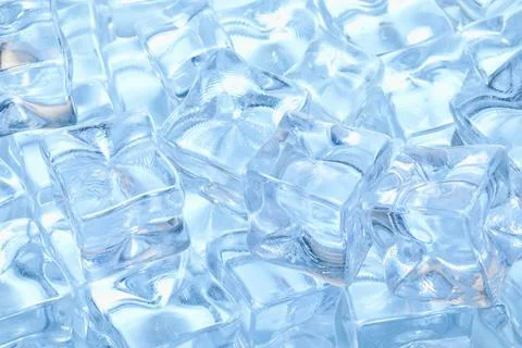 Cubes of clear ice as background, closeup Stock Photos