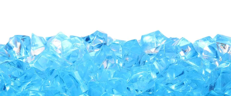 Cubes of clear ice on white background Stock Photos