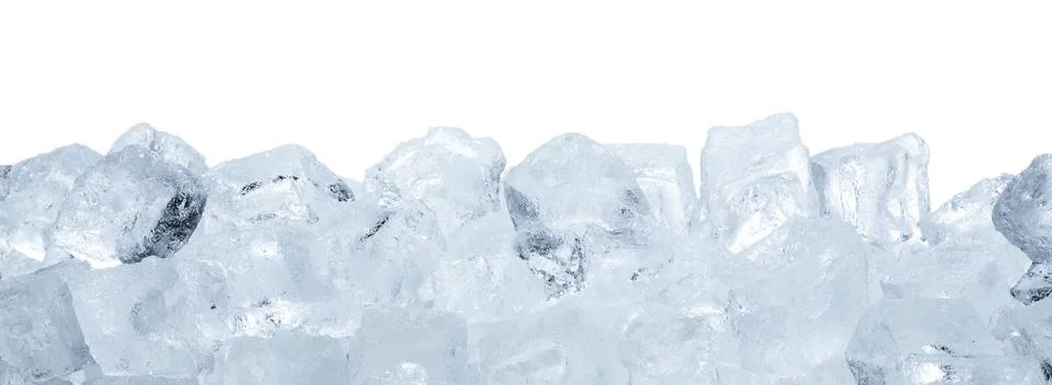 Cubes of clear ice on white background Stock Photos