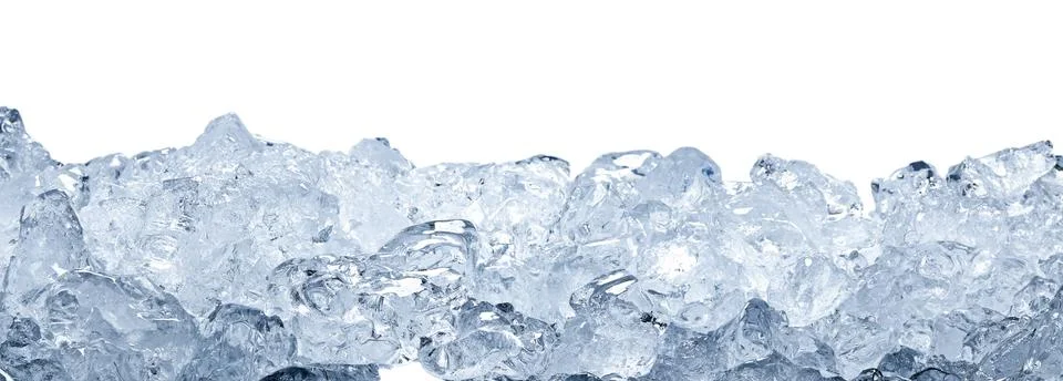 Cubes of clear ice on white background Stock Photos