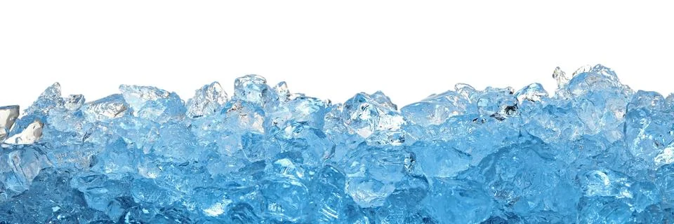 Cubes of clear ice on white background Stock Photos