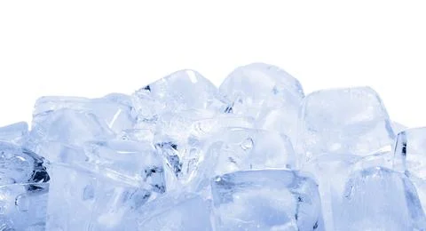 Cubes of clear ice on white background Stock Photos