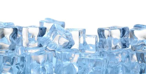 Cubes of clear ice on white background Stock Photos