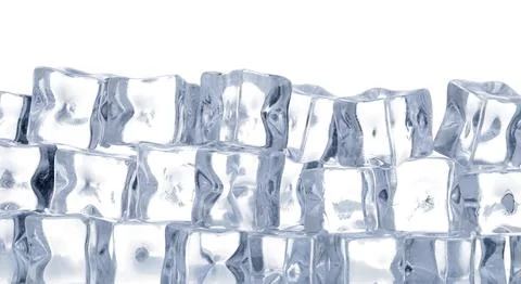 Cubes of clear ice on white background Stock Photos