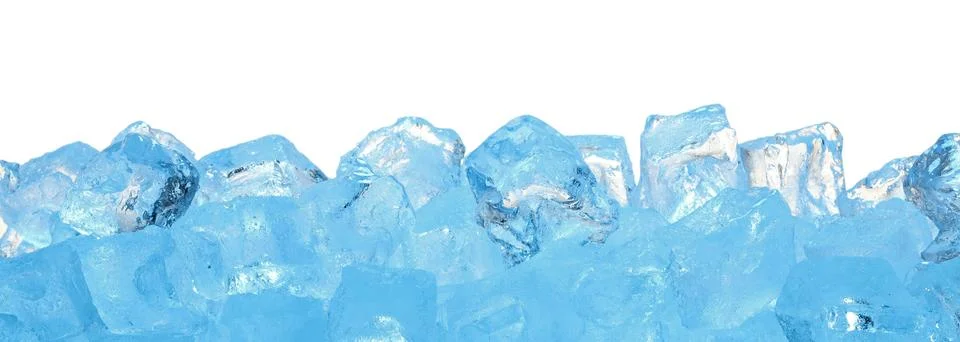 Cubes of clear ice on white background Stock Photos