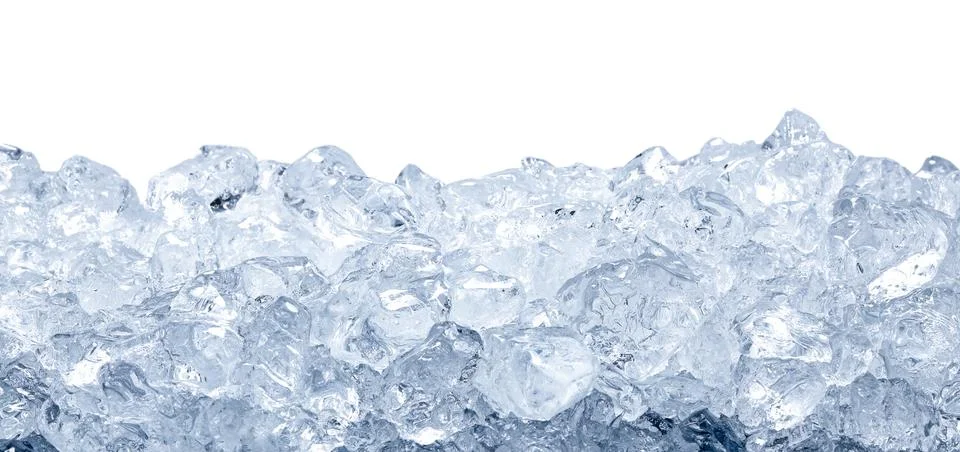 Cubes of clear ice on white background Stock Photos