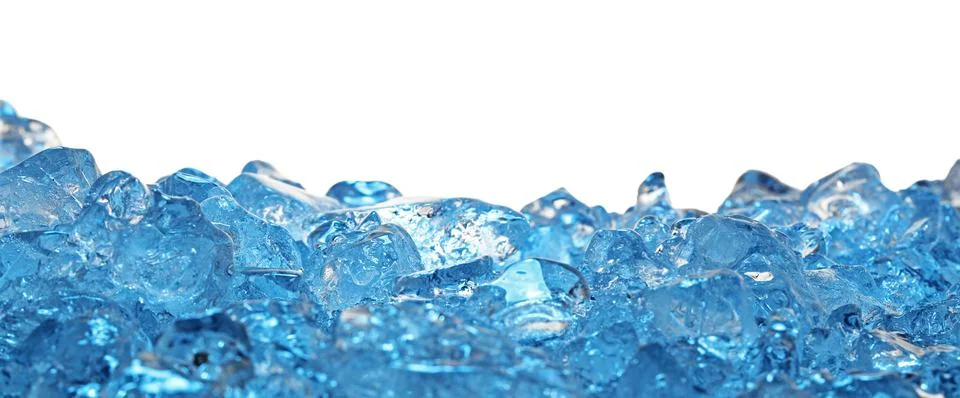 Cubes of clear ice on white background Stock Photos