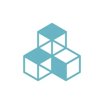 Cubes collected together, cube icon, cooperation concept, 3d isometric vector Stock Illustration