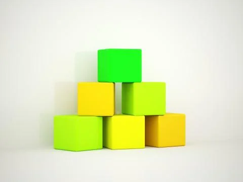 Cubes coloured on white background Stock Illustration