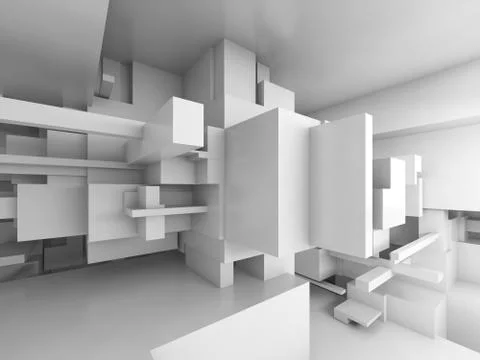 Cubes constructions, high-tech concept, 3d Illustrazione stock