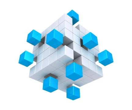 Cubes detached from square object Stock Illustration