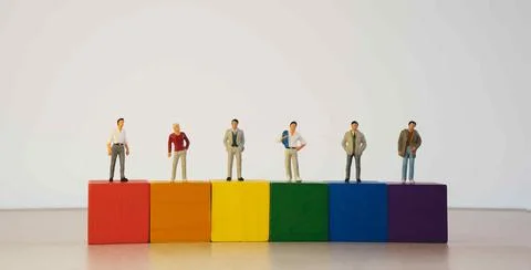 Cubes of different colors of the rainbow in the form of an LGBT flag. The Foto stock