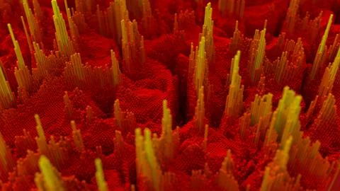 Cubes elevation abstract. red and yellow colors. 3d illustration Stock Illustration