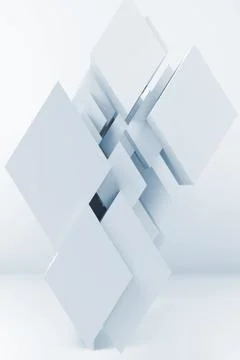 Cubes in empty interior. 3d render Stock Illustration