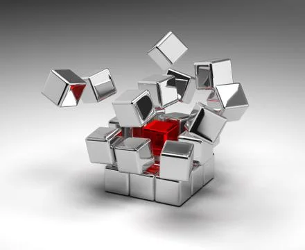 Cubes exploding Stock Illustration