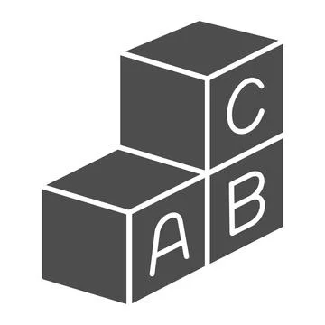 Cubes with first letters of alphabet solid icon, kid toys concept, ABC cubes Illustrazione stock