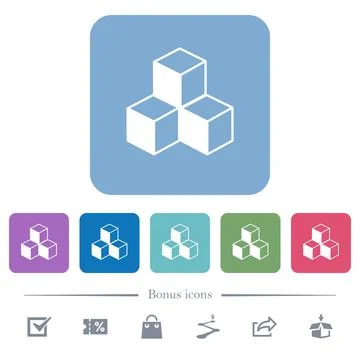 Cubes flat icons on color rounded square backgrounds イラスト素材