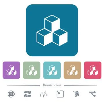 Cubes flat icons on color rounded square backgrounds 스톡 일러스트