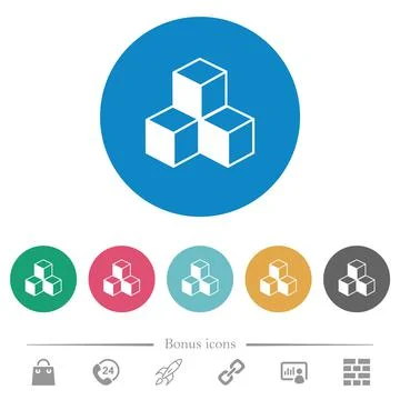 Cubes flat round icons Stock Illustration