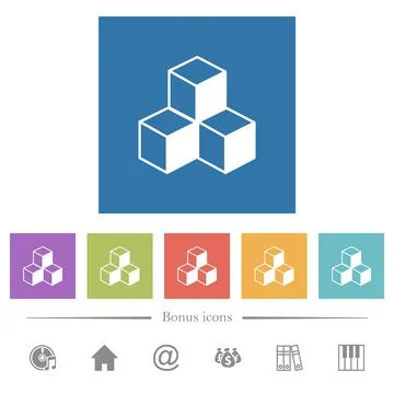Cubes flat white icons in square backgrounds イラスト素材