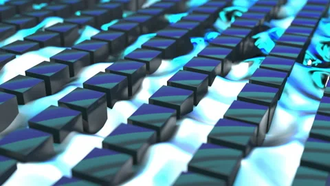 Cubes floating on a silver sea Stock Footage 138537265