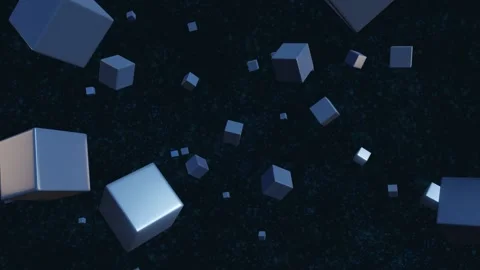 Cubes floating in space. 3d animation. Stockbeeldmateriaal 192153422