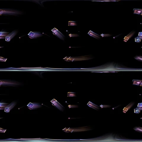 Cubes fly around the viewer. 360 VR loop with alpha matte. 3D Rendering. Stockbeeldmateriaal 119845351