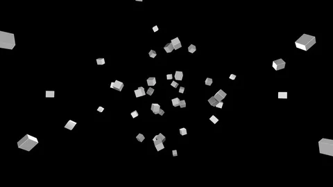 Cubes Fly In Space On Camera Stock Footage 97218875