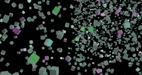 Cubes fly squares motion 4 k video phot template on a black background Stock Footage 149877024
