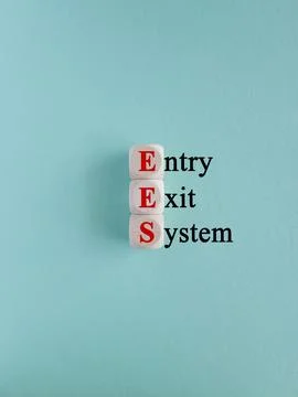 Cubes form the acronym EES- Entry Exit System. 스톡 사진