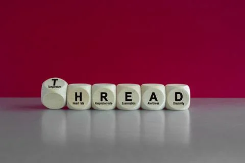 Cubes form the acronym THREAD Foto stock