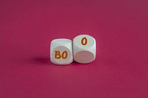Cubes form the expression 'boo'. Symbol for Halloween. Stock Photos