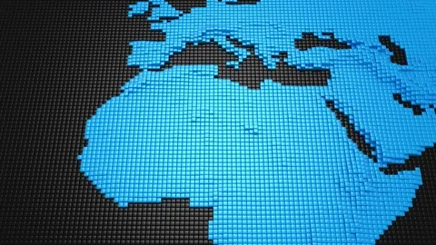 Cubes Form A Relief Map Of The Earth Stock Footage 75463593
