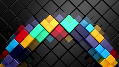 Cubes Form a Wave Stock Footage 247314021