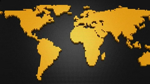 Cubes Formed A Map Of The Earth Stock Footage 85628839