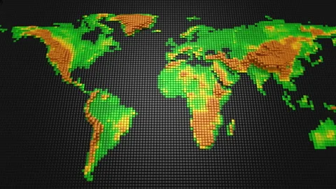 Cubes Formed A Relief Map Of The Earth Stock Footage 85656973