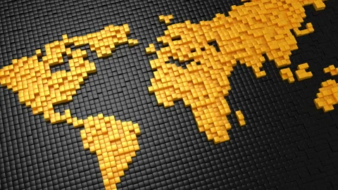 Cubes Formed A World Map Stock Footage 88282872
