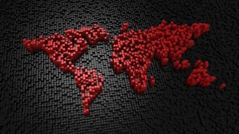 Cubes Formed A World Map Stock Footage 88283020
