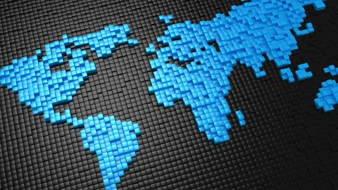 Cubes Formed A World Map Stock Footage 88283257