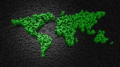 Cubes Formed A World Map Stock Footage 88283569